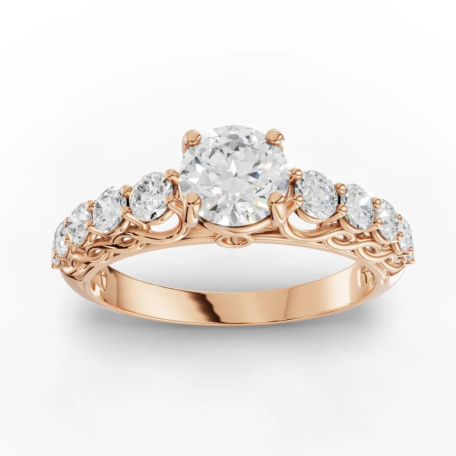 1.06 CT twisted band lab-grown diamond ring rose gold top view