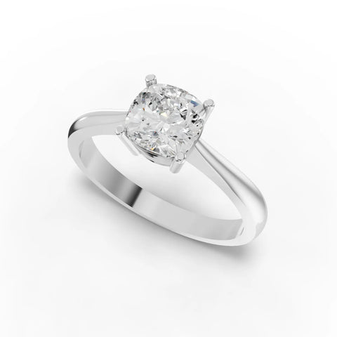 Cushion lab-grown ring white gold close-up