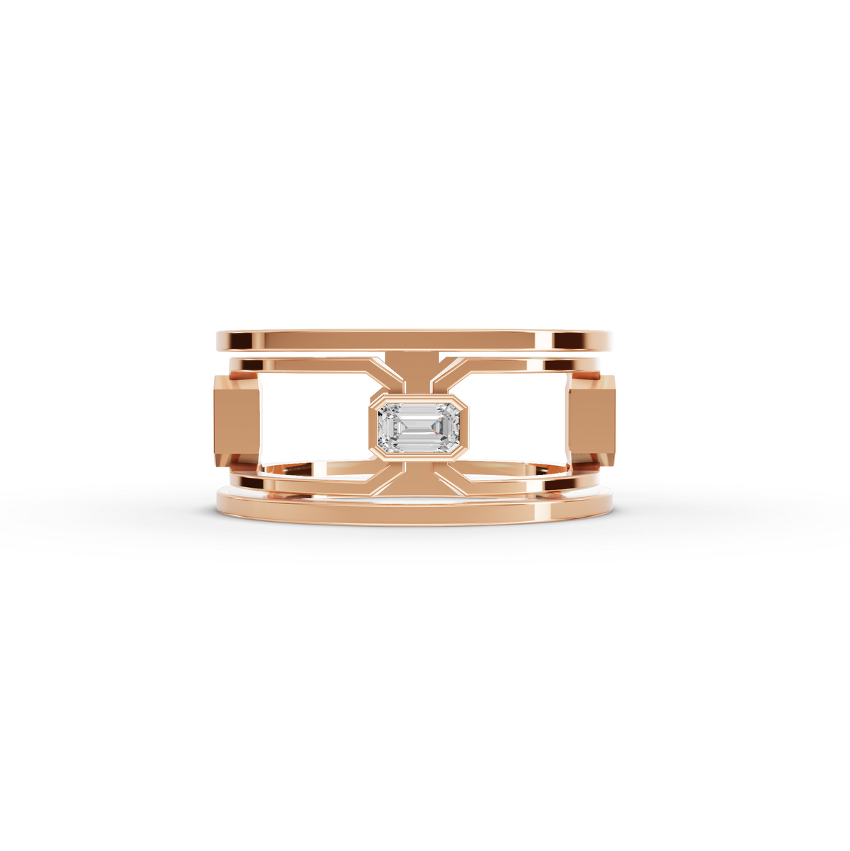 1.00 CT Emerald Lab Grown Diamond Men’s Band Ring in rose gold