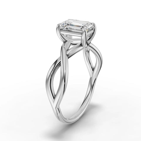 1.00 CT Emerald Prong Set Solitaire Lab Grown Diamond Ring in white gold, close-up 2