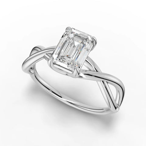 1.00 CT Emerald Prong Set Solitaire Lab Grown Diamond Ring in white gold, close-up
