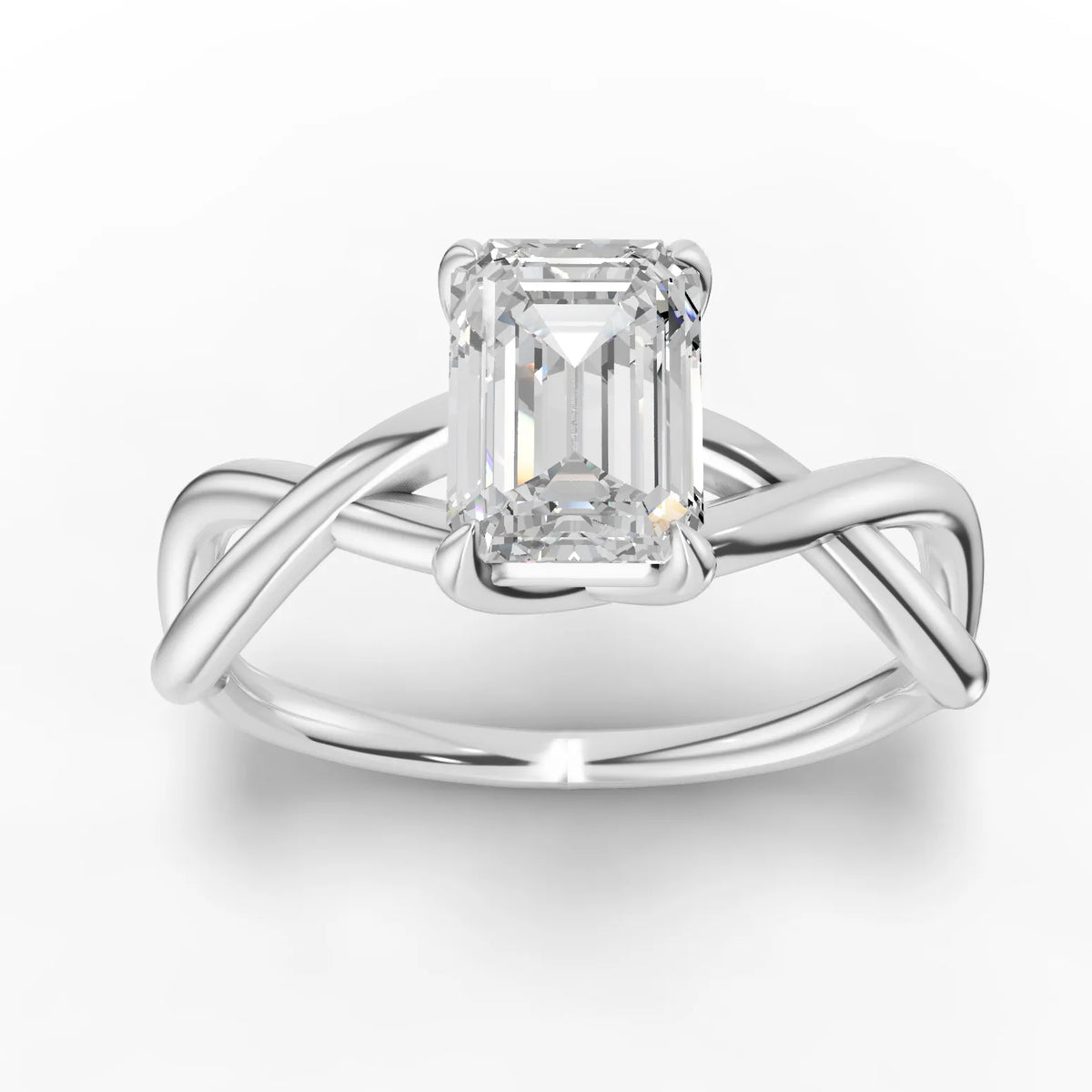 1.00 CT emerald lab diamond solitaire ring in 18k gold with precision prong setting and slim polished band