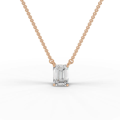 1.00 CT Emerald Solitaire Lab Grown Diamond Pendant in rose gold, top view