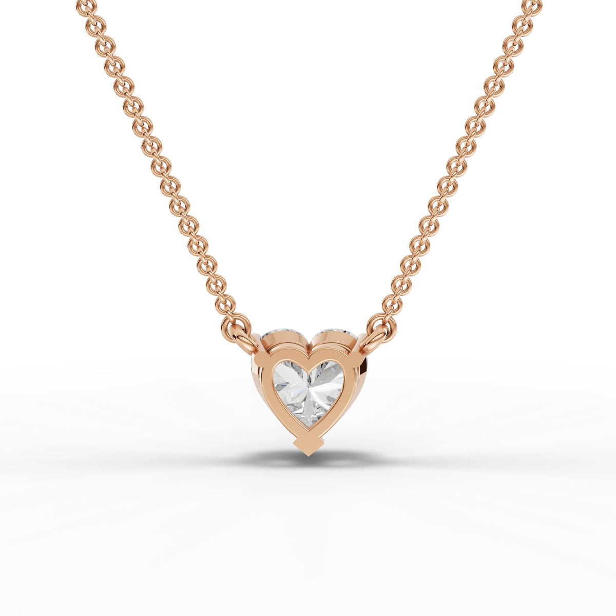 Lab-grown heart pendant rose gold close-up