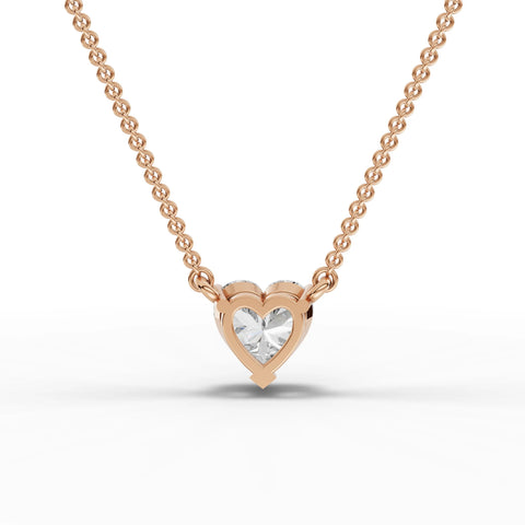 Lab-grown heart pendant rose gold close-up