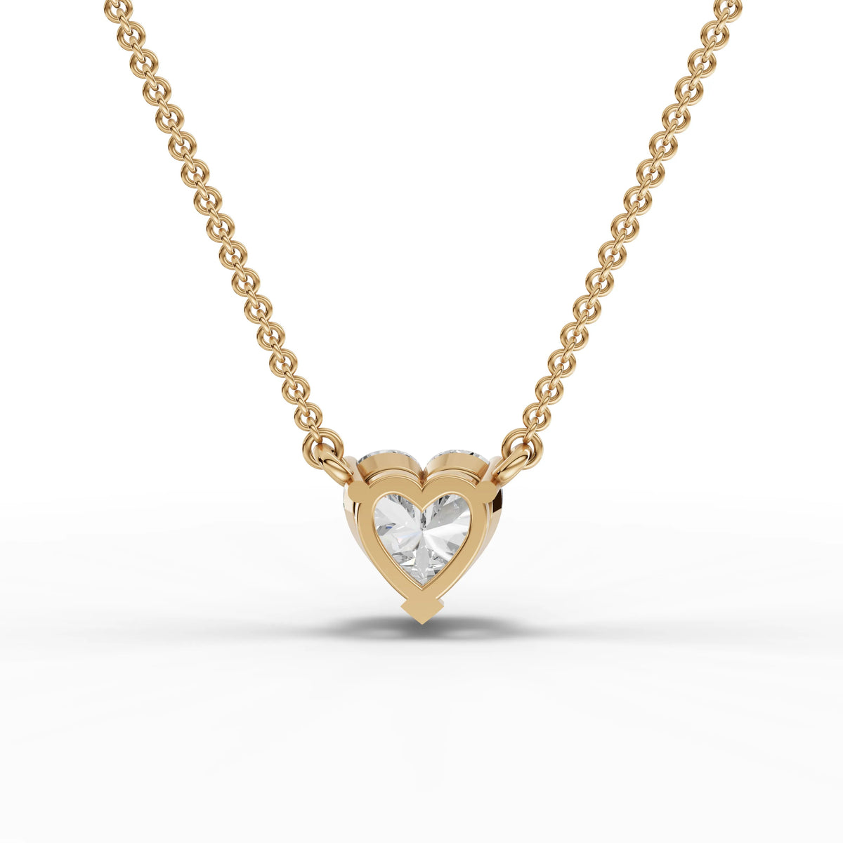 Lab-grown heart pendant yellow gold close-up