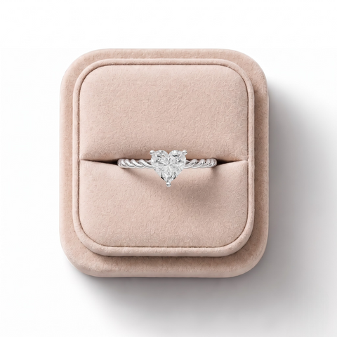 1.00 CT Heart Solitaire With Twist Lab Grown Diamond Ring, on a white background