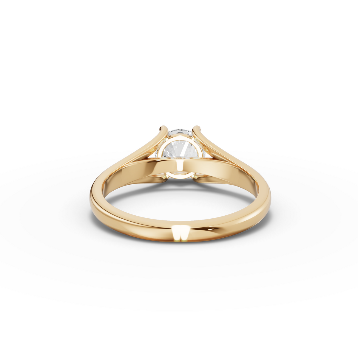 1.00 CT Modern Split Shank Round Solitaire Lab Grown Diamond Ring, view 5