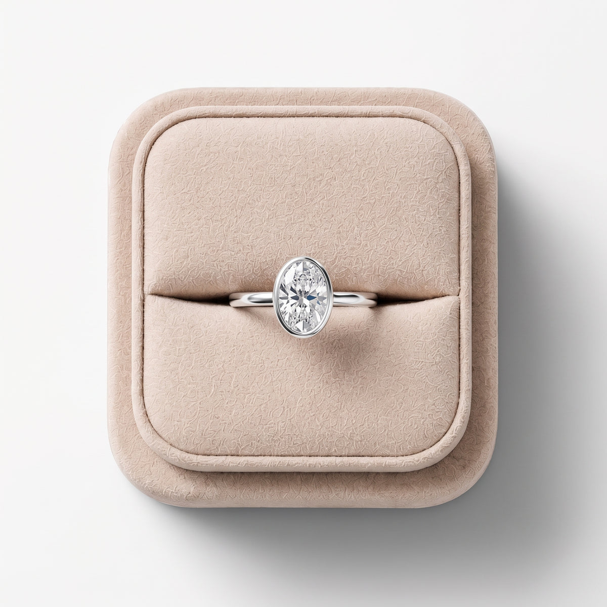 1.00 CT Oval Bezel Solitaire Lab Grown Diamond Ring