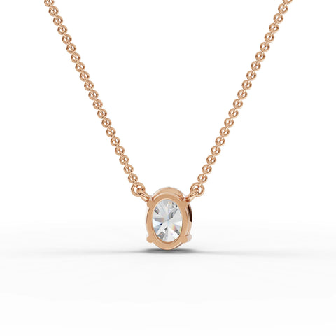 Lab-grown oval pendant rose gold close-up