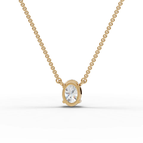 Lab-grown oval pendant yellow gold close-up