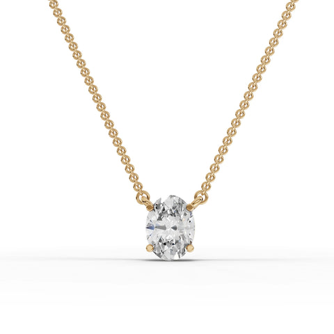 1.00 CT Oval Solitaire Lab Grown Diamond Pendant in yellow gold, top view