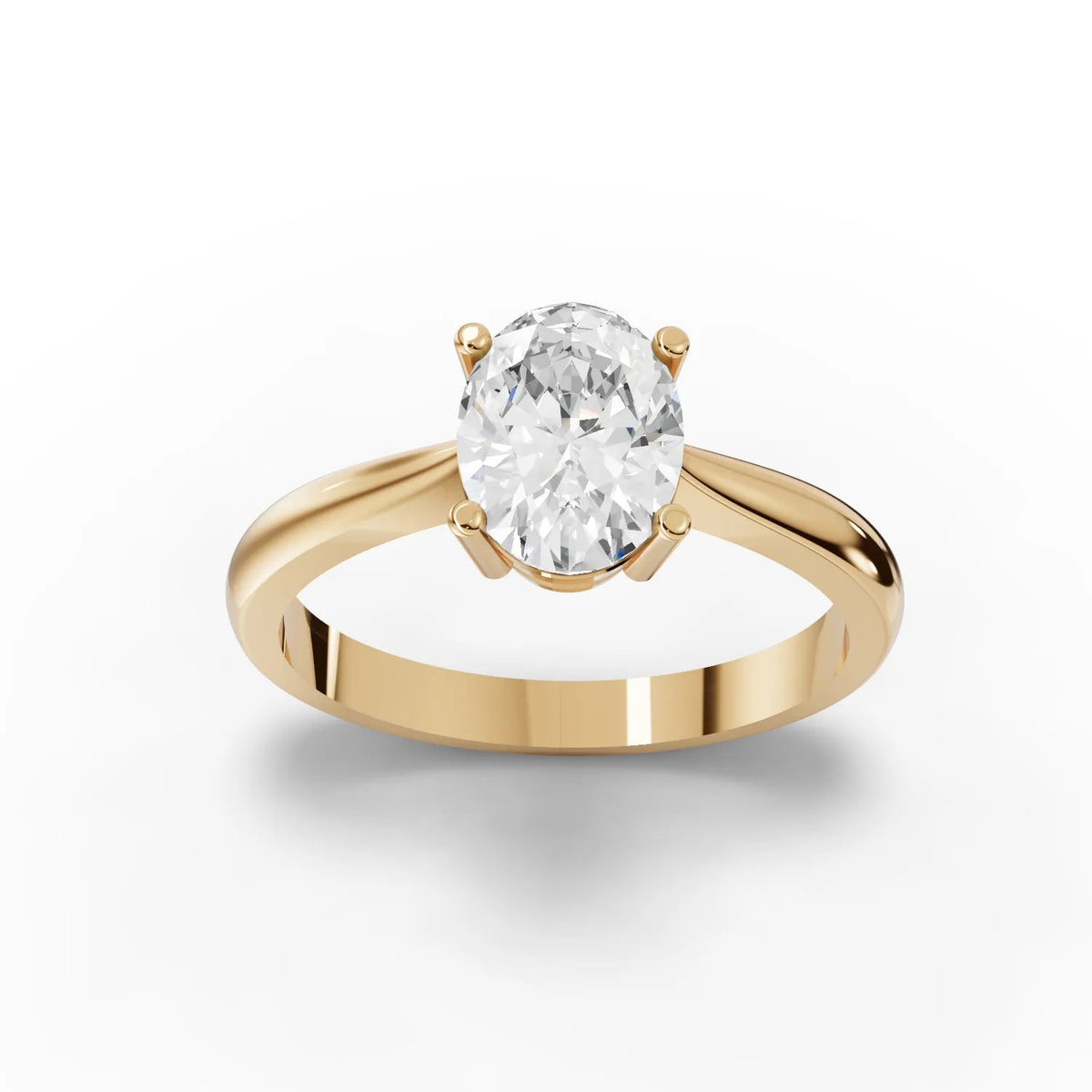 Oval lab-grown ring white gold close-up