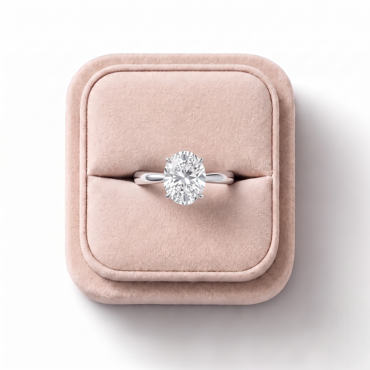 1.00 CT Oval Solitaire Lab Grown Diamond Ring, on a white background