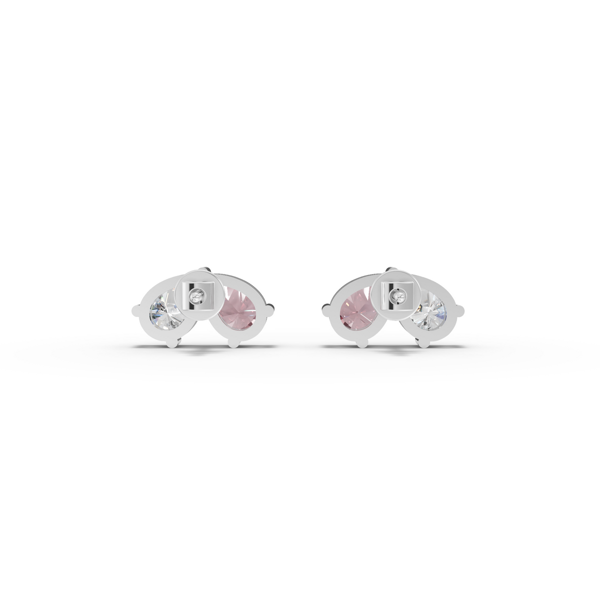 1.00 CT Pear Pink Tourmaline Two-Stone Lab Grown Diamond Stud Earrings, view 2