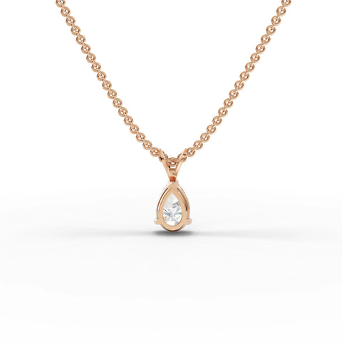 Lab-grown pear pendant rose gold close-up