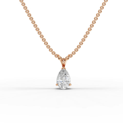 1.00 CT pear lab-grown diamond pendant rose gold front