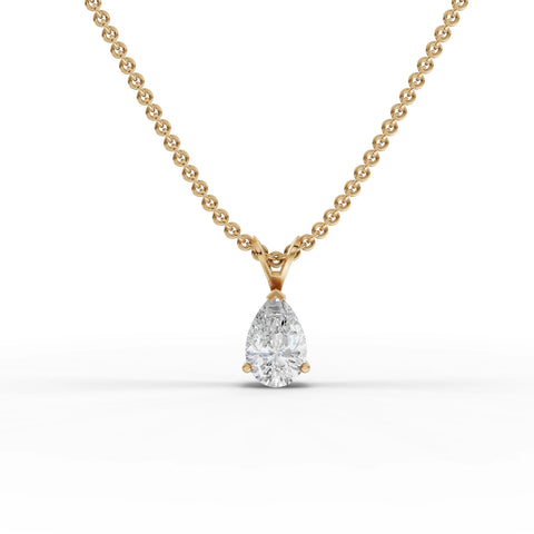 1.00 CT pear lab-grown diamond pendant yellow gold front