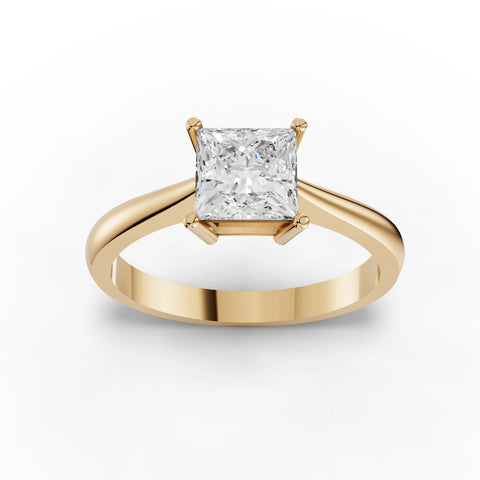 Princess lab-grown ring white gold close-up