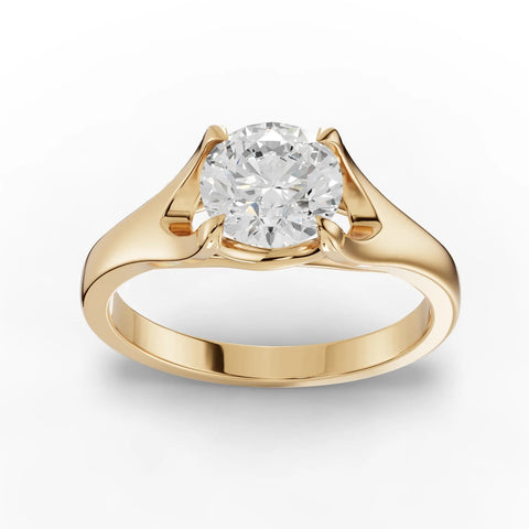 Yellow gold round diamond solitaire ring