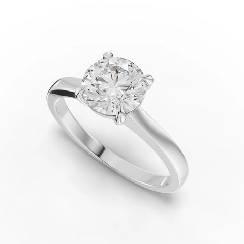 1.00 Ct Round Solitaire Lab Grown Diamond Ring in white gold, angled view