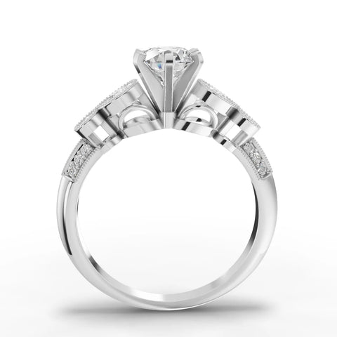 Round lab-grown ring white gold close-up
