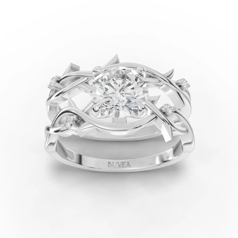 1.06 CT Round Twisted Lab Grown Diamond Bridal Ring Set in white gold