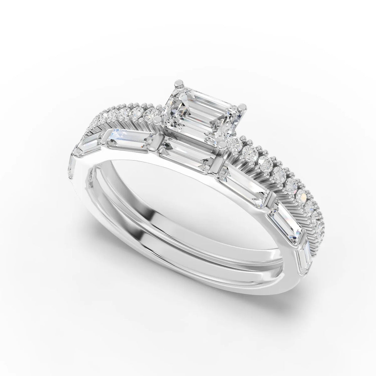Emerald bridal set white gold angle