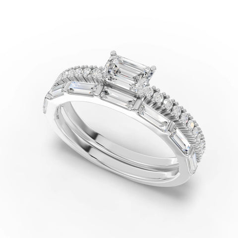 Emerald bridal set white gold angle