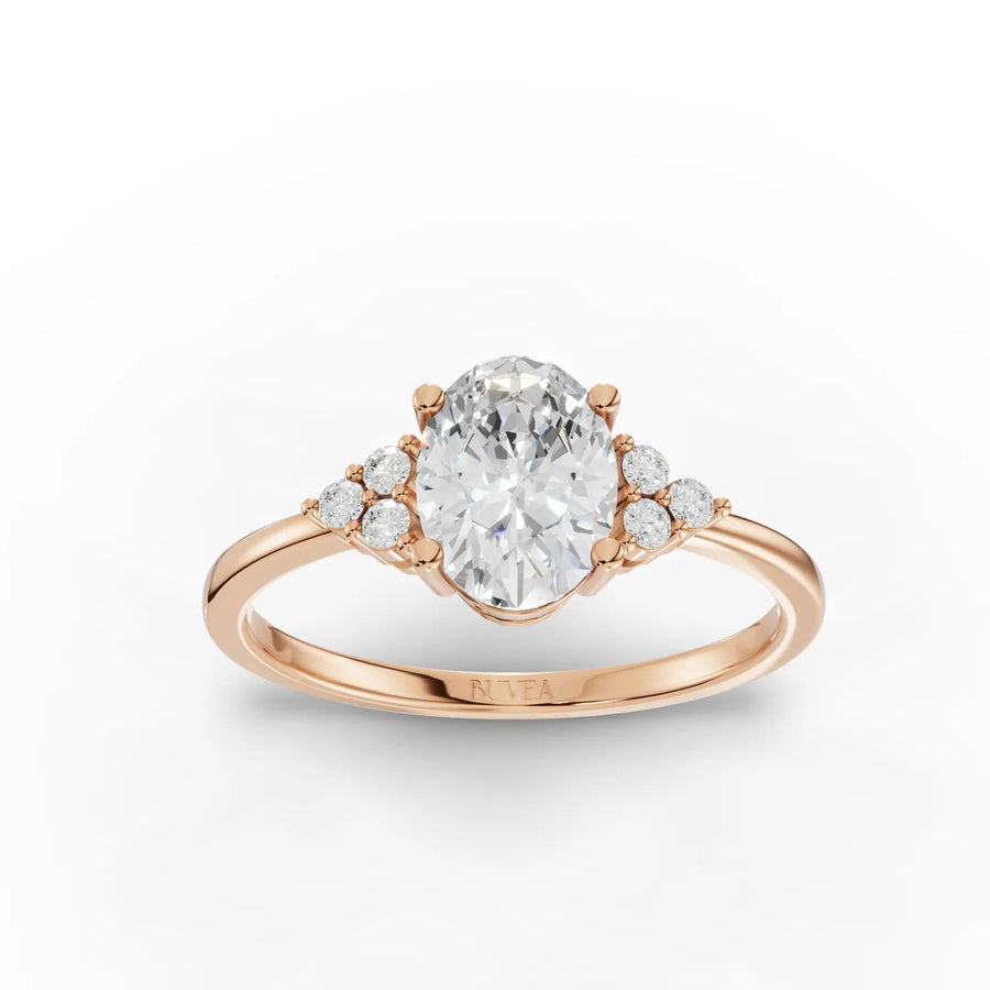 1.08 CT Oval Solitaire Lab Grown Diamond Halo Ring in rose gold
