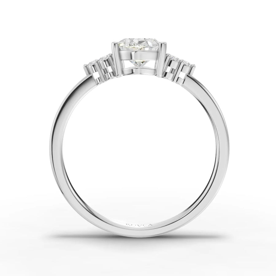 1.08 CT Oval Solitaire Lab Grown Diamond Halo Ring in white gold, view 2