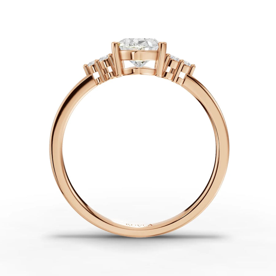 1.08 CT Oval Solitaire Lab Grown Diamond Halo Ring, side view