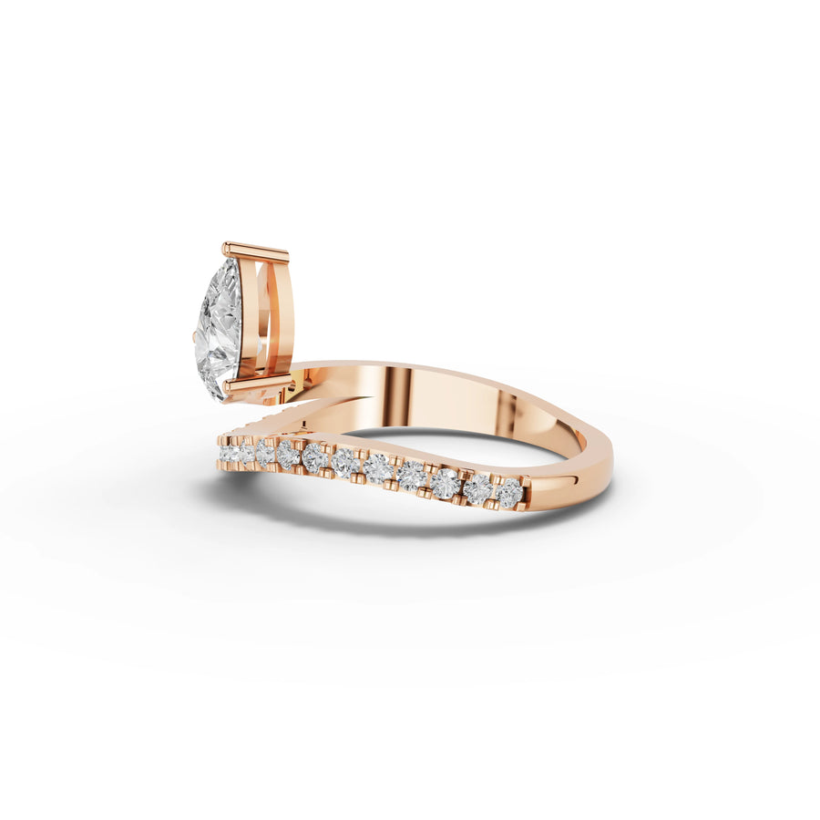 1.08 CT Pear Lab Grown Diamond Split Pavé Ring in rose gold, view 2