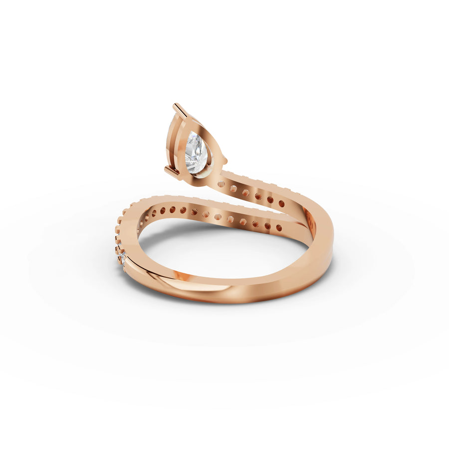 1.08 CT Pear Lab Grown Diamond Split Pavé Ring in rose gold, view 3