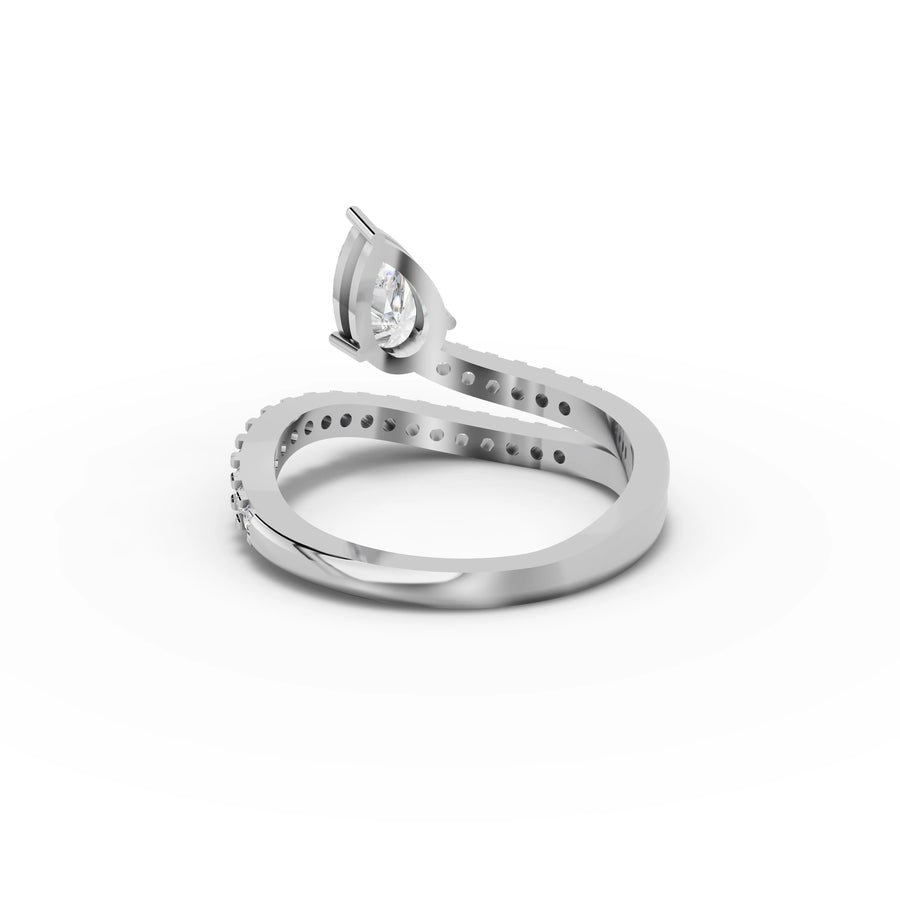1.08 CT Pear Lab Grown Diamond Split Pavé Ring in white gold, view 2