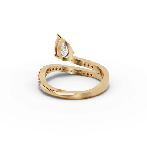 1.08 CT Pear Lab Grown Diamond Split Pavé Ring in yellow gold, view 3