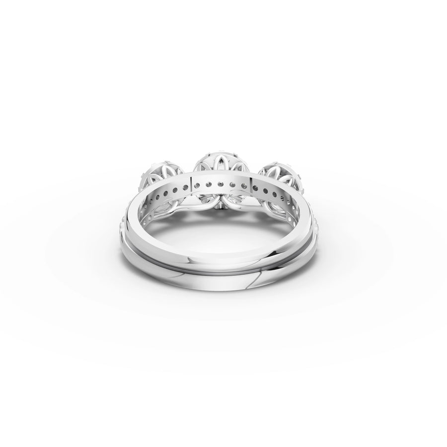1.08 CT Triple Halo Cluster Lab Grown Diamond Band Ring in white gold, view 3