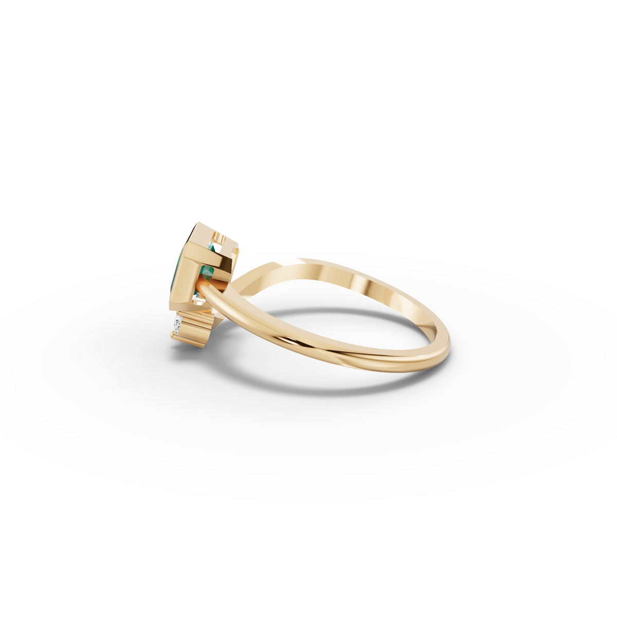 1.09 CT Emerald Open Bypass Ring with Lab Grown Diamond, view 3