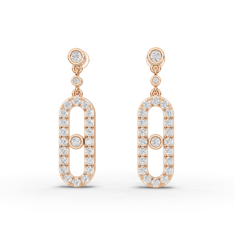 1.09 CT Oval Halo Lab Grown Diamond Drop Earrings in rose gold