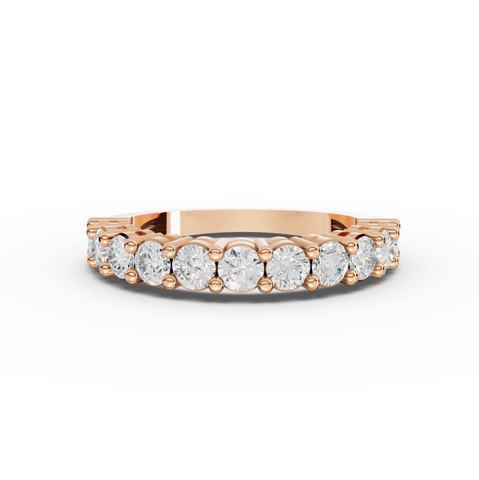 1.11 CT Round Basket Setting Half Eternity Lab Grown Diamond Ring in rose gold