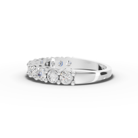 1.11 CT Round Basket Setting Half Eternity Lab Grown Diamond Ring