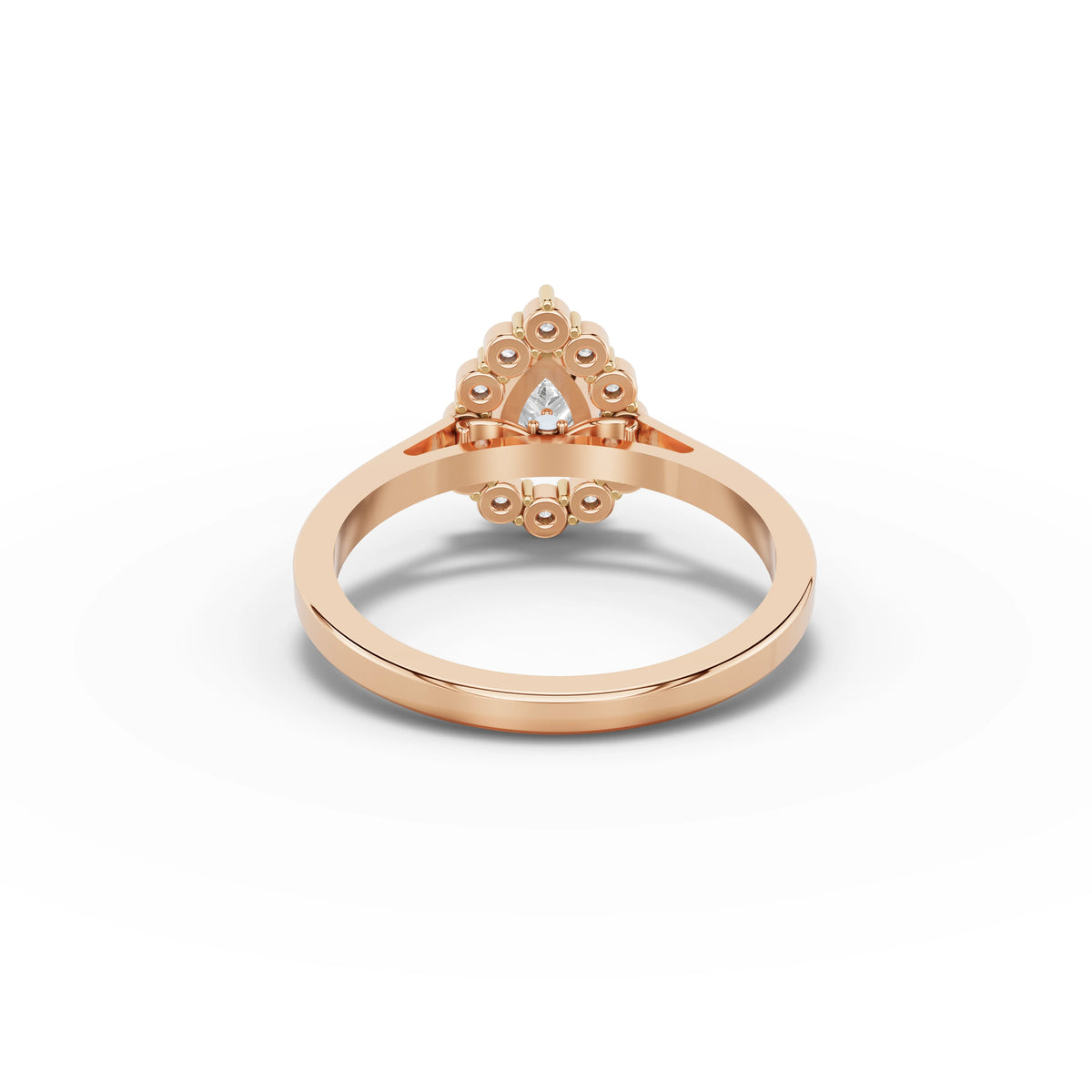 1.12 CT Pear Halo Lab Grown Diamond Ring in rose gold, view 3