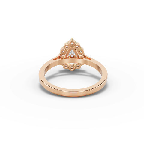 1.12 CT Pear Halo Lab Grown Diamond Ring in rose gold, view 3