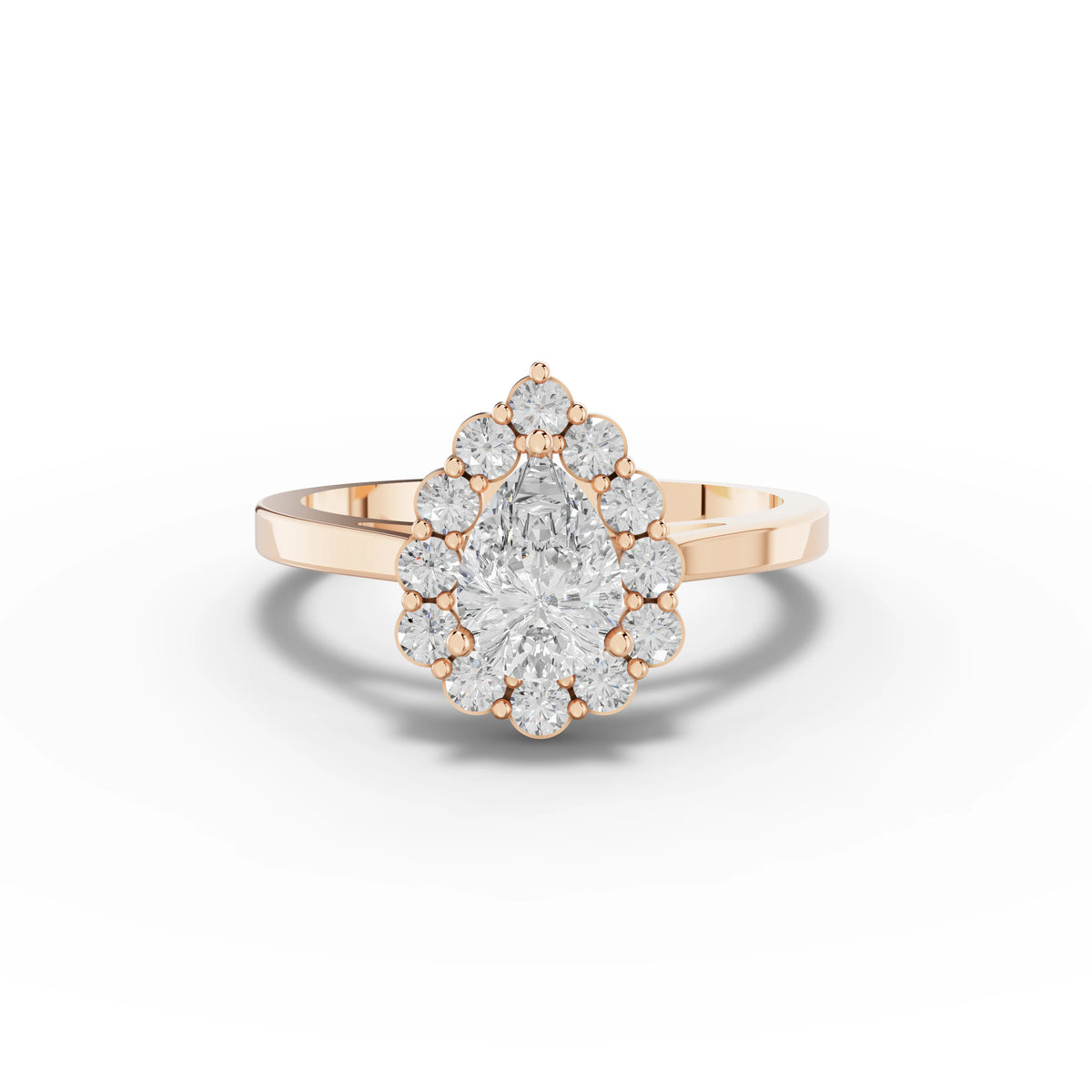 1.12 CT Pear Halo Lab Grown Diamond Ring in rose gold