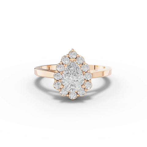 1.12 CT Pear Halo Lab Grown Diamond Ring in rose gold