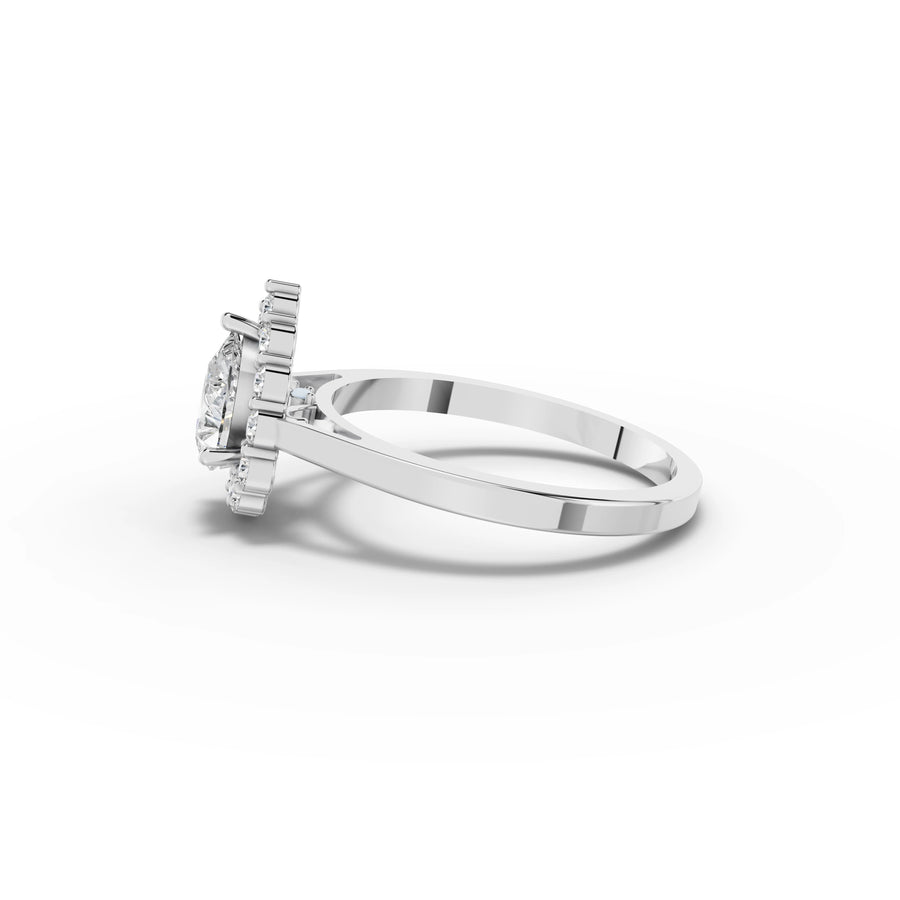 1.12 CT Pear Halo Lab Grown Diamond Ring in white gold, view 2