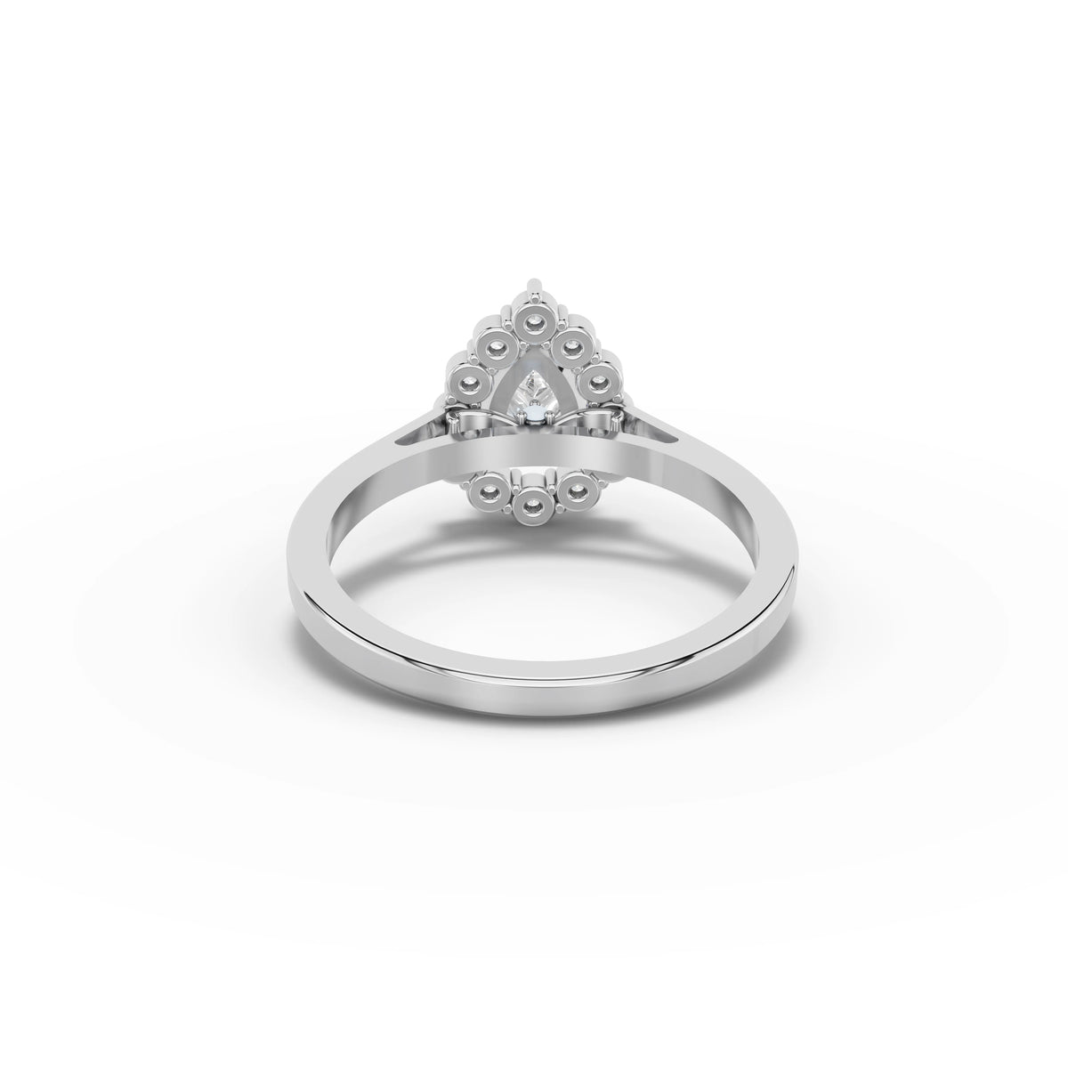 1.12 CT Pear Halo Lab Grown Diamond Ring in white gold, view 3