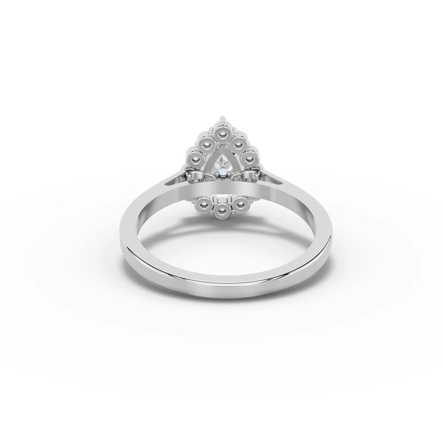 1.12 CT Pear Halo Lab Grown Diamond Ring in white gold, view 3