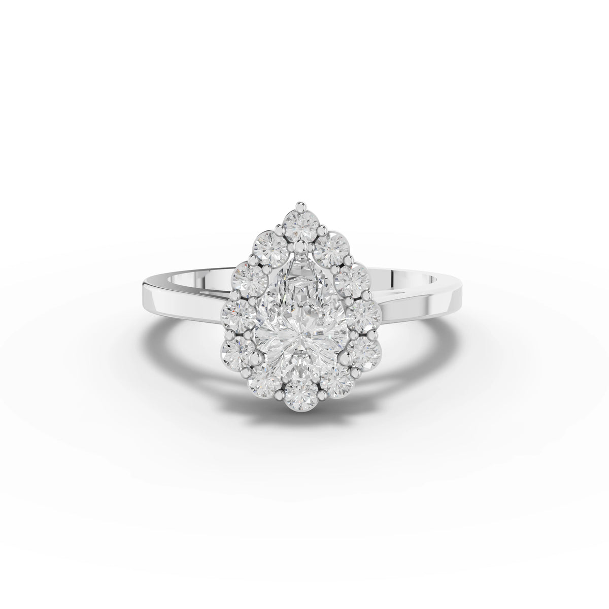 1.12 CT Pear Halo Lab Grown Diamond Ring in white gold