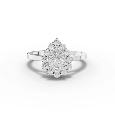 1.12 CT Pear Halo Lab Grown Diamond Ring in white gold
